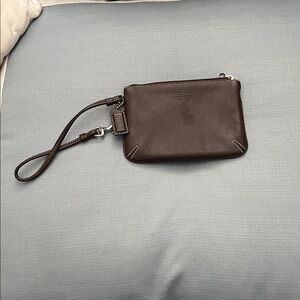 Coach Dark Brown Leather Wristlet used good condition
